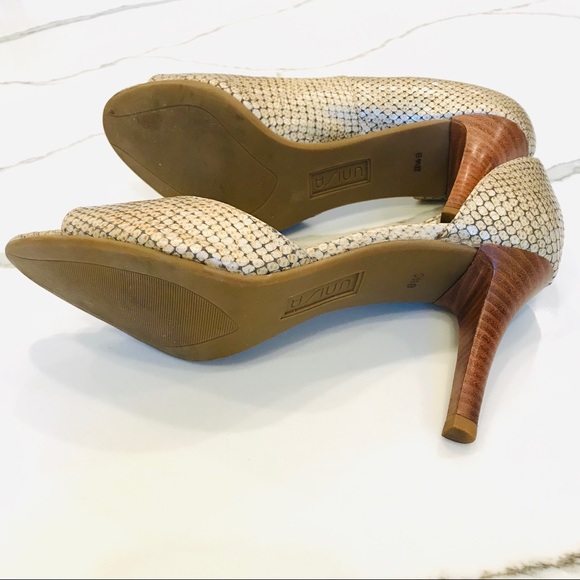 Metallic Leather Snakeskin d’Orsay Peep Toe Pumps - Picture 13 of 13